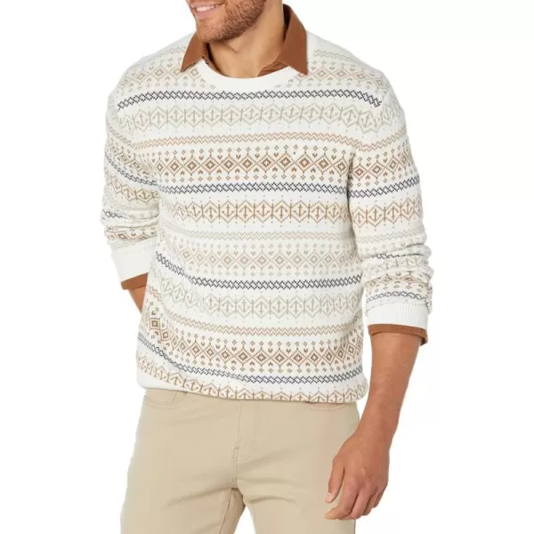 Nautica Mens Fair Isle Crewneck SweaterMarshmallow