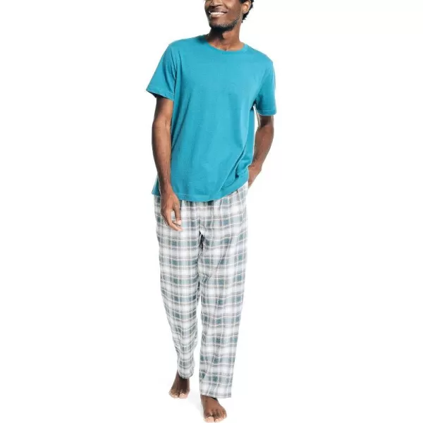 Nautica Mens Flannel Plaid Pajama Pant SetCargo Blue