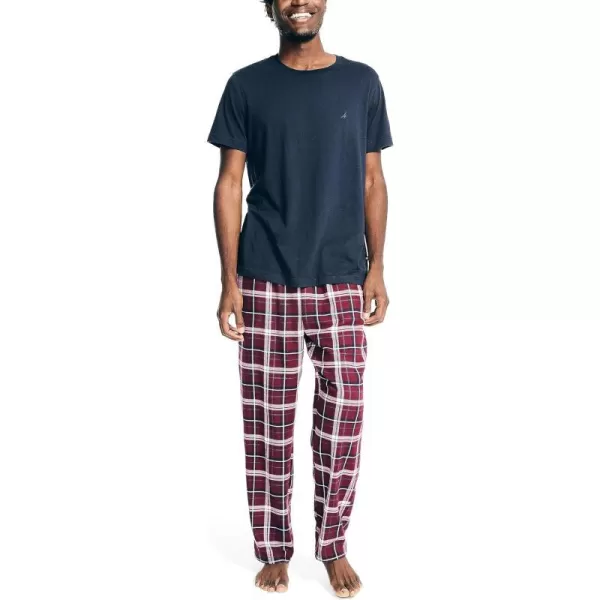 Nautica Mens Flannel Plaid Pajama Pant SetNavy