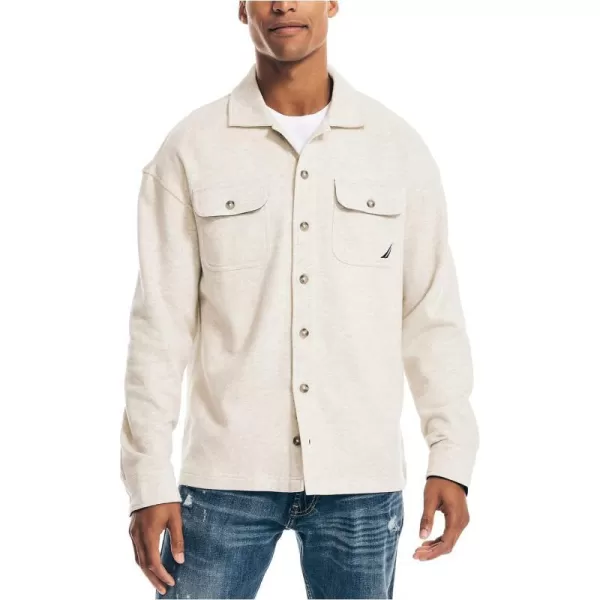 Nautica Mens Fleece Buttonup ShirtOatmeal Heather