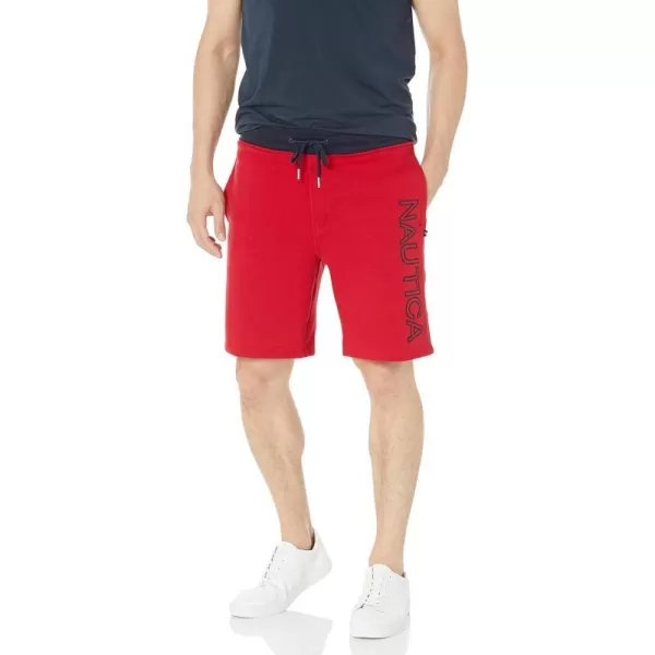 Nautica Mens Fleece Knit Logo ShortsNautica Red