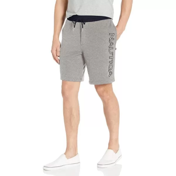 Nautica Mens Fleece Knit Logo ShortsStone Grey Heather