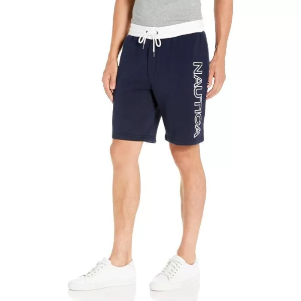 Nautica Mens Fleece Logo ShortsNavy