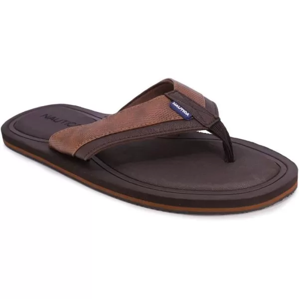 Nautica Mens Flip Flop Beach Sandal Boat Slide Water SlippersBrown Tanlatmon