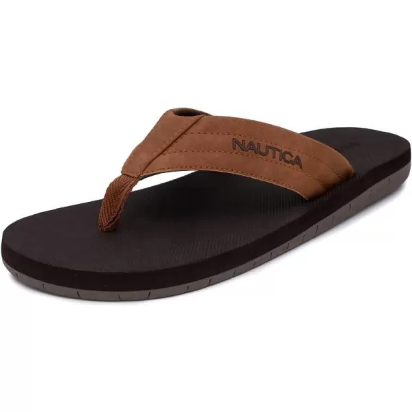 Nautica Mens Flip Flop Beach Sandal Boat Slide Water SlippersBrowntapped