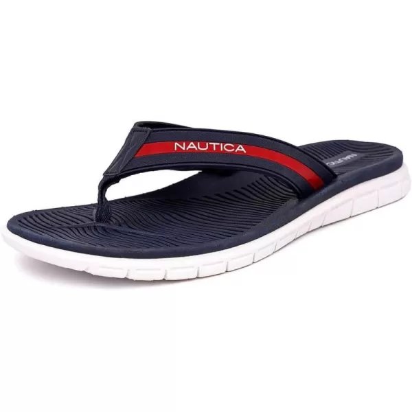 Nautica Mens Flip Flop Beach Sandal Boat Slide Water SlippersNavy Redtheo