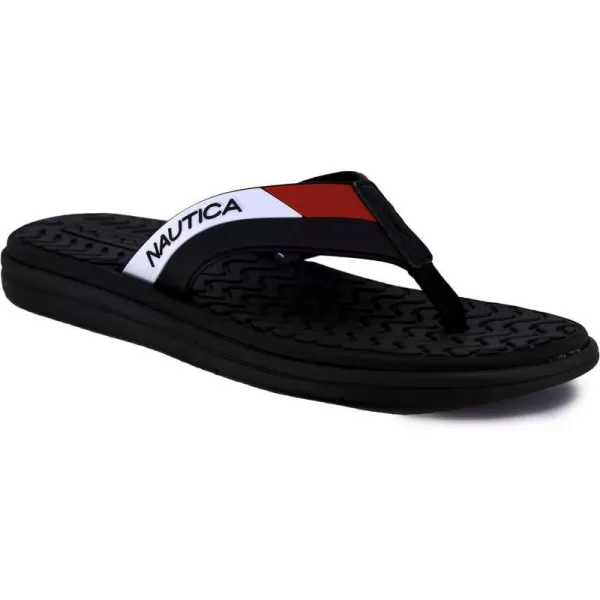 Nautica Mens Flip Flop Beach Sandal Boat Slide Water SlippersNeale 2blackRed