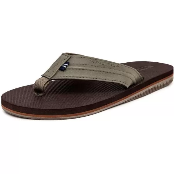 Nautica Mens Flip Flop Beach Sandal Boat Slide Water SlippersOliveclarkson