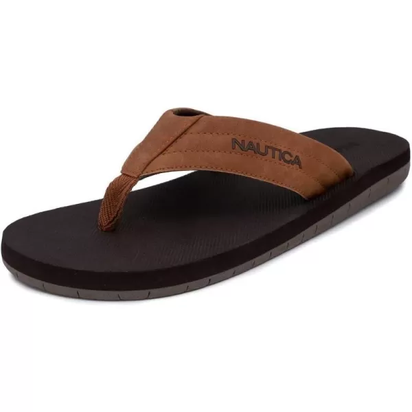 Nautica Mens Flip Flop Beach Sandal Boat Slide Water SlippersTappedbrown