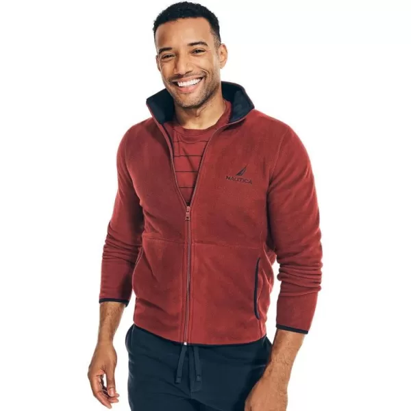 Nautica Mens FullZip Mock Neck Fleece SweatshirtNautex Collection FallWinter 2024 Deep Crimson