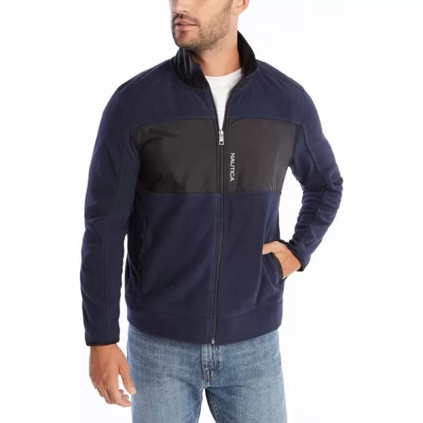 Nautica Mens FullZip Mock Neck Fleece SweatshirtNavy