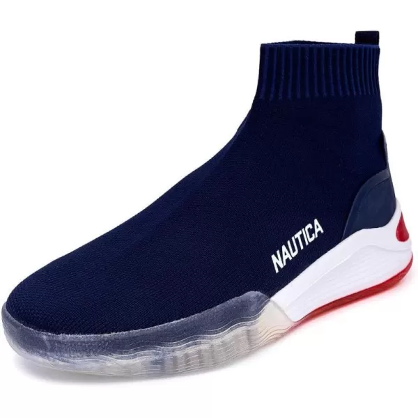 Nautica Mens High Top Sneakers Breathable Knit with Socks Ankle Support SlipOn Tennis Comfort Shoes for Fashion Gym SportsWillym 3navy