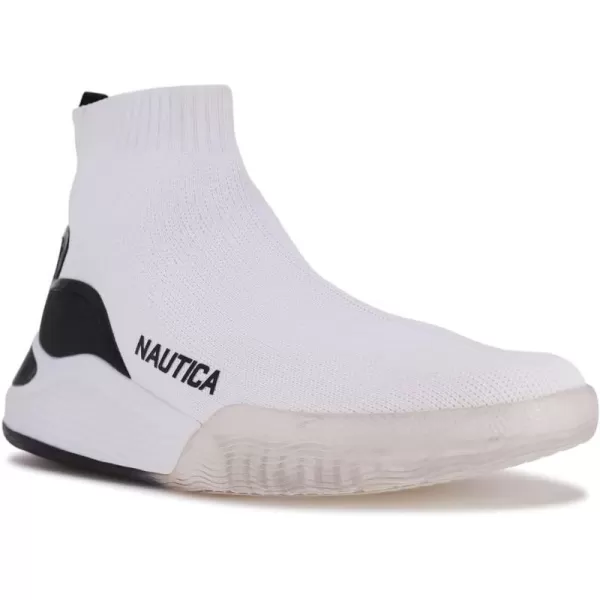 Nautica Mens High Top Sneakers Breathable Knit with Socks Ankle Support SlipOn Tennis Comfort Shoes for Fashion Gym SportsWillym 3white