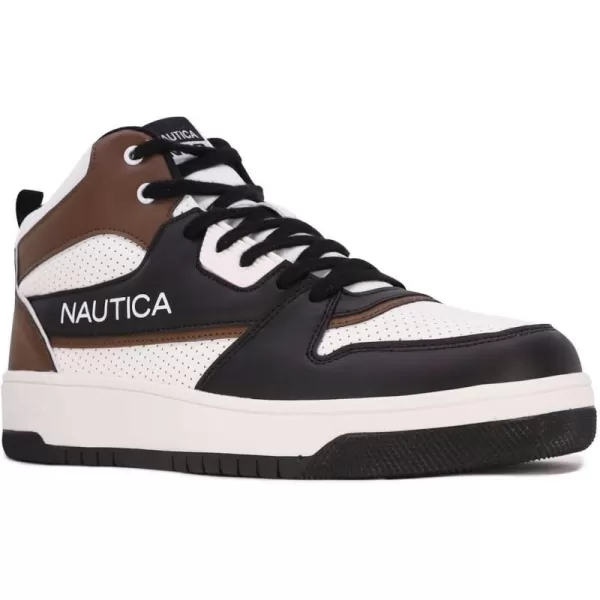 Nautica Mens HighTop Fashion Sneakers  LaceUp Trainers for Stylish Basketball Style and Comfortable Walking ShoesOakfordClifftopbrown White Black