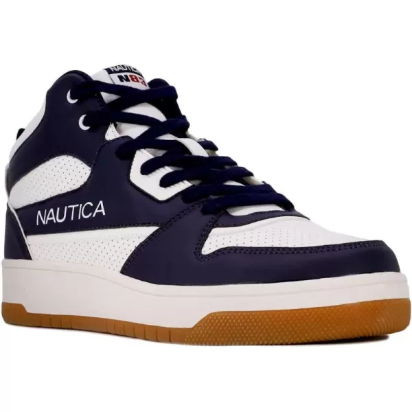 Nautica Mens HighTop Fashion Sneakers  LaceUp Trainers for Stylish Basketball Style and Comfortable Walking ShoesOakfordClifftopnavy White