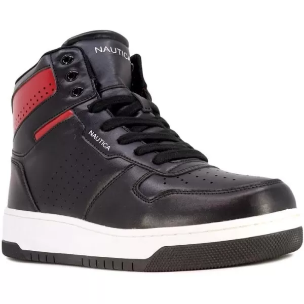 Nautica Mens HighTop Fashion Sneakers  LaceUp Trainers for Stylish Basketball Style and Comfortable Walking ShoesOakfordOakfordblack Red