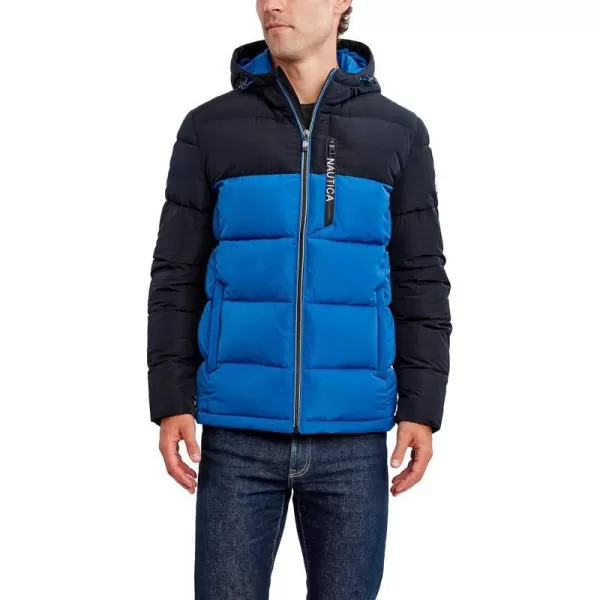 Nautica Mens Hooded Parka Jacket Water and Wind ResistantMonaco Blue