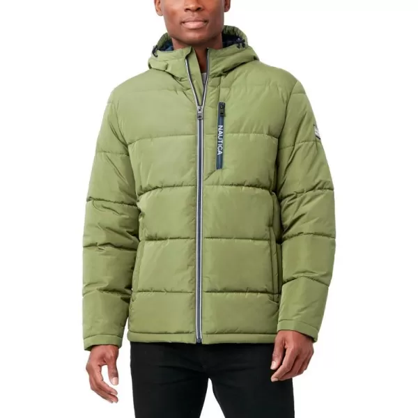 Nautica Mens Hooded Parka Jacket Water and Wind ResistantPale Olive