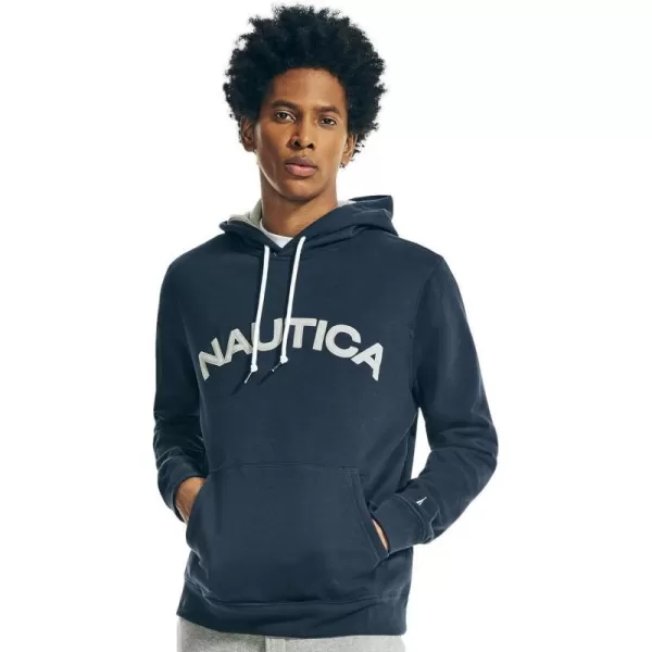 Nautica Mens JClass Logo Fleece HoodieFallWinter 2024 Navy Seas