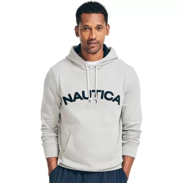 Nautica Mens JClass Logo Fleece HoodieFallWinter 2024 Smoke Grey Heather