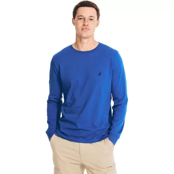 Nautica Mens JClass Logo Long Sleeve TShirt2024 Collection Bright Cobalt