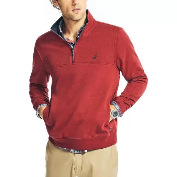 Nautica Mens JClass QuarterZip FleeceBiking Red