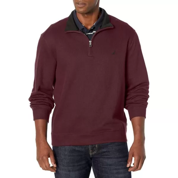 Nautica Mens JClass QuarterZip FleeceShipwreck Burgundy