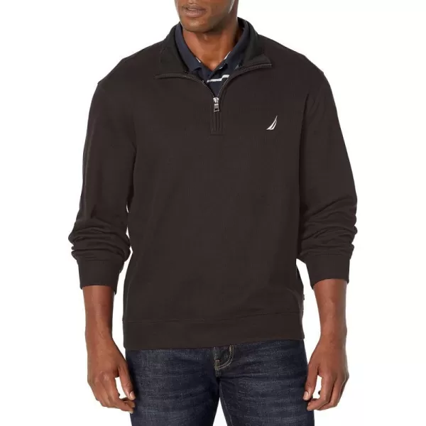 Nautica Mens JClass QuarterZip FleeceTrue Black