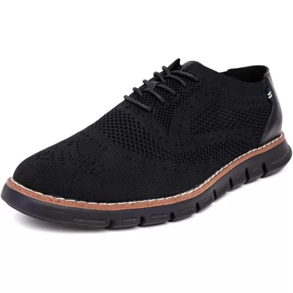 Nautica Mens Knit Dress Oxford LaceUp Sneakers Stylish Comfortable and Ideal for Business or Casual WalkingBlackBlack