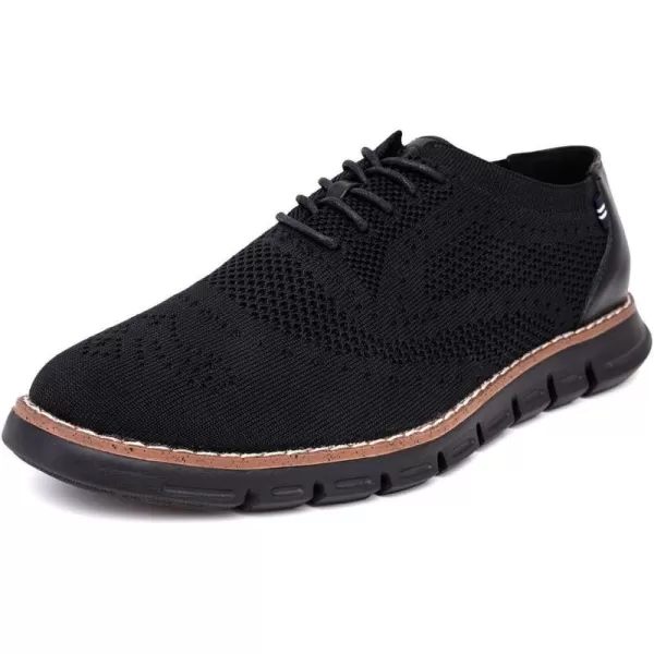 Nautica Mens Knit Dress Oxford LaceUp Sneakers Stylish Comfortable and Ideal for Business or Casual WalkingBlackBlack Knit