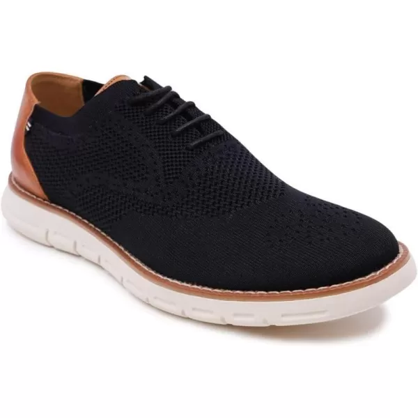 Nautica Mens Knit Dress Oxford LaceUp Sneakers Stylish Comfortable and Ideal for Business or Casual WalkingBlackWhite