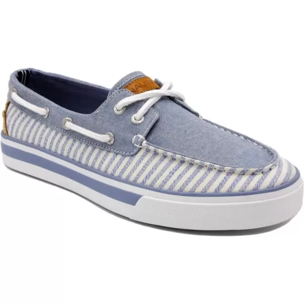 Nautica Mens LaceUp Boat Shoe TwoEyelet Casual Loafer Fashion Sneaker  GalleyBlue Stripe