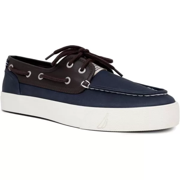 Nautica Mens LaceUp Boat Shoe TwoEyelet Casual Loafer Fashion Sneaker  GalleyNavy Brown Mix