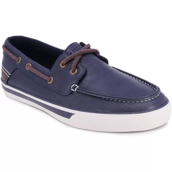 Nautica Mens LaceUp Boat Shoe TwoEyelet Casual Loafer Fashion Sneaker  GalleyNavy Brown Smooth