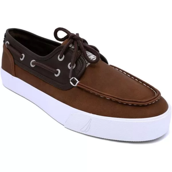 Nautica Mens LaceUp Boat Shoe TwoEyelet Casual Loafer Fashion Sneaker  GalleyTan Brown Mix