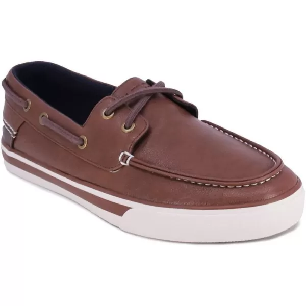 Nautica Mens LaceUp Boat Shoe TwoEyelet Casual Loafer Fashion Sneaker  GalleyTan Brown Smooth