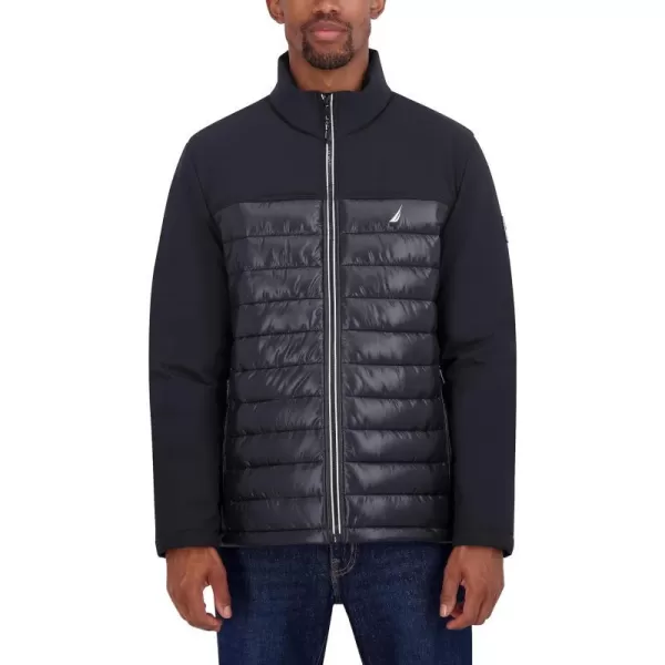 Nautica Mens Lightweight Mixed Media Quilt JacketBlack