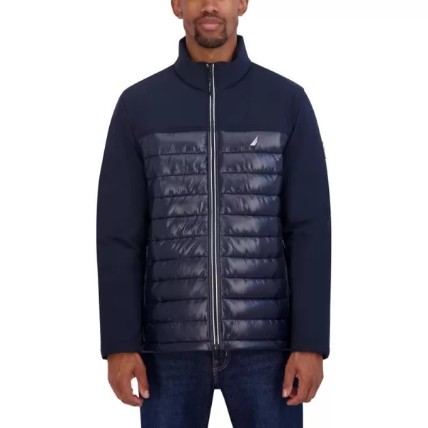 Nautica Mens Lightweight Mixed Media Quilt JacketBlue