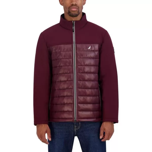 Nautica Mens Lightweight Mixed Media Quilt JacketRed