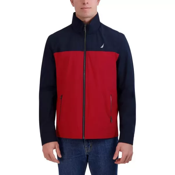 Nautica Mens Lightweight Windbreaker Stretch Athletic Outdoor Full Zip Bomber Golf JacketRed Navy