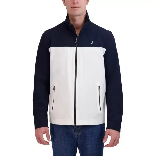 Nautica Mens Lightweight Windbreaker Stretch Athletic Outdoor Full Zip Bomber Golf JacketWhite Navy