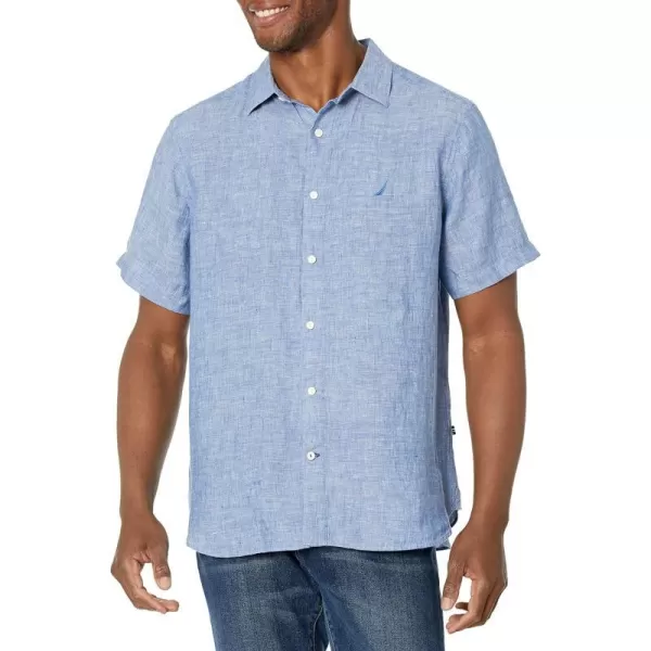 Nautica Mens Linen ShirtBolt Blue