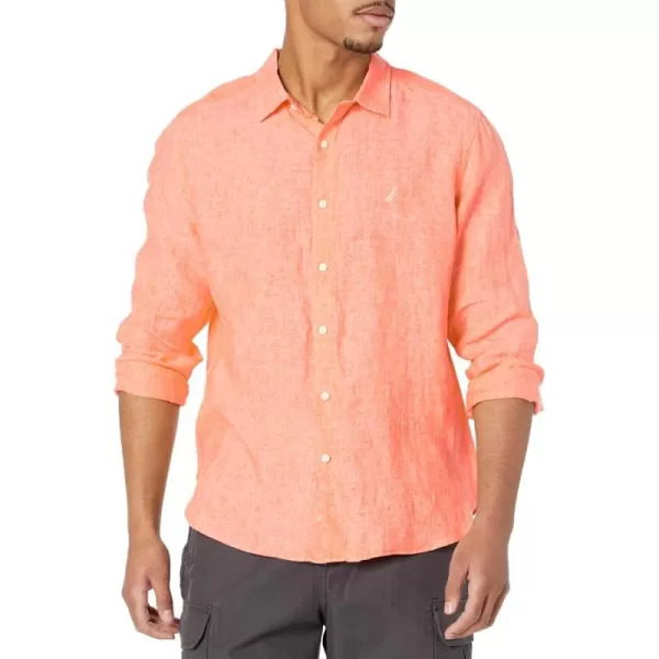 Nautica Mens Linen ShirtSun Orange