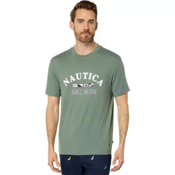 Nautica Mens Logo Graphic Sleep TShirtSeaside Fire