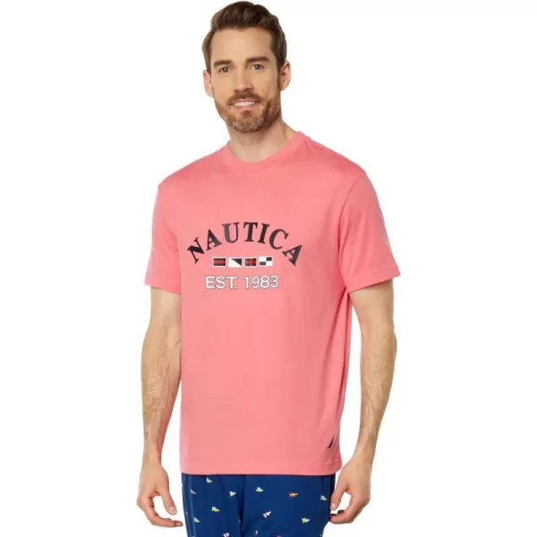 Nautica Mens Logo Graphic Sleep TShirtTeaberry