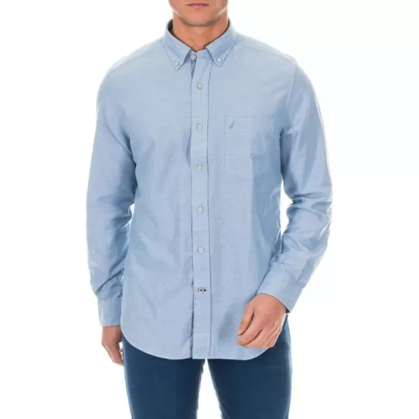 Nautica Mens Long Sleeve Button Down Solid Oxford ShirtPetrol