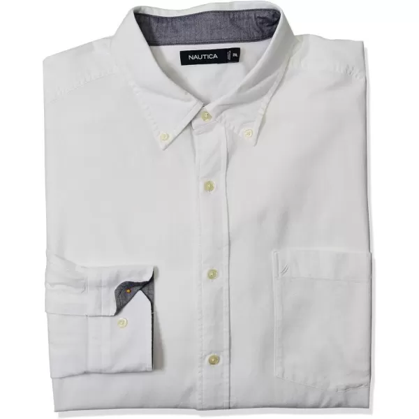 Nautica Mens Long Sleeve Button Down Solid Oxford ShirtWhite2