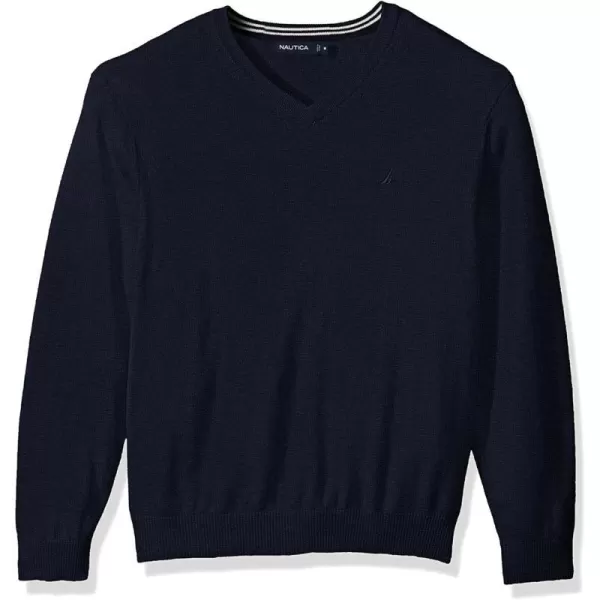 Nautica Mens Long Sleeve Solid Classic VNeck SweaterNavy S73100