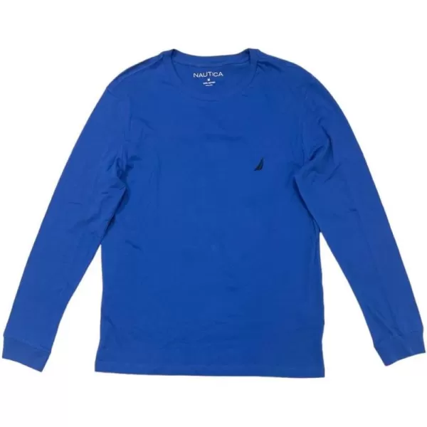 Nautica Mens Long Sleeve Solid Crew Neck TShirtBright Cobalt