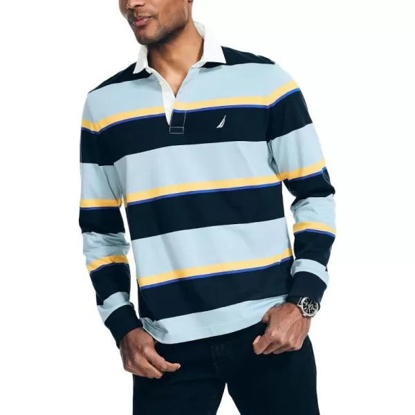 Nautica Mens LongSleeve Rugby Polo ShirtNavy Seas